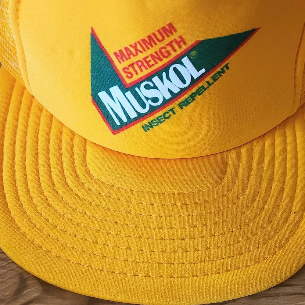 Rare Maximum Strength Muskol Insect Repellent SnapBack Mesh Trucker Hat VTG